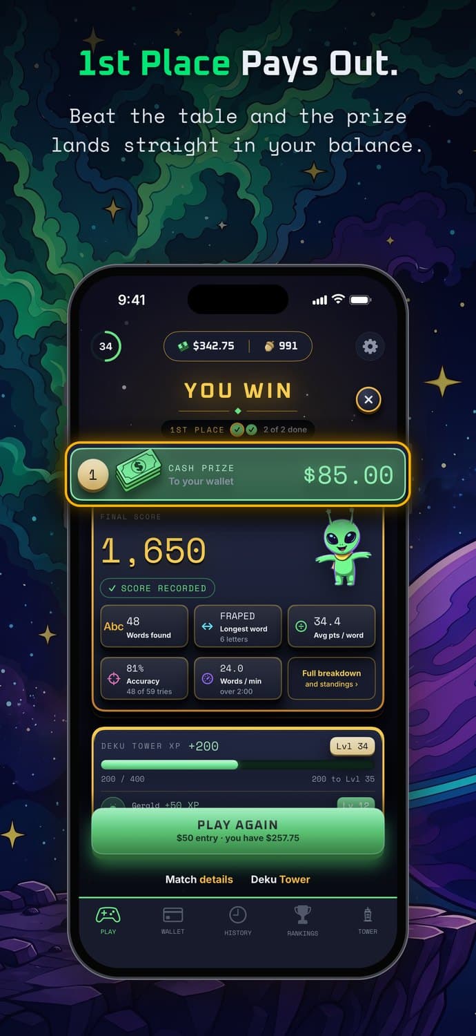 1st place pays out