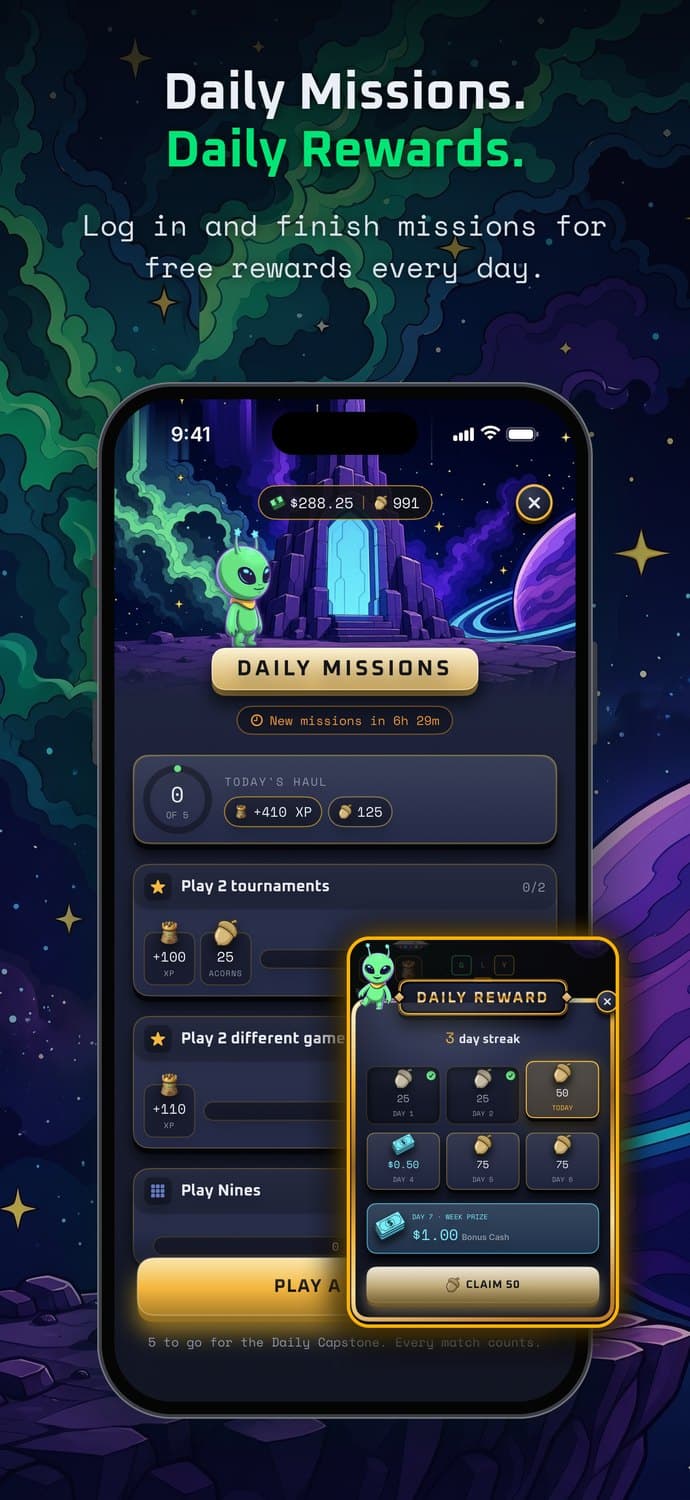 Daily missions, daily rewards